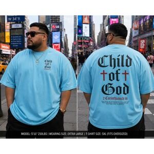 Child of God Christian T Shirt 5XL Oversized Faith Streetwear 2 Cor 6:18